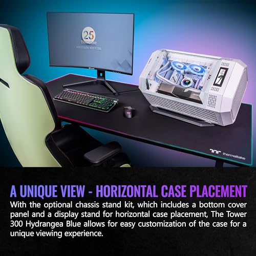 Image of Thermaltake Tower 300 Hydrangea Blue Micro-ATX Case; 2x140mm CT Fan Included; Support Up to 420mm Radiator; Optional Chassis Stand Kit Allows Horizontal Display; CA-1Y4-00SFWN-00; 3 Year Warranty