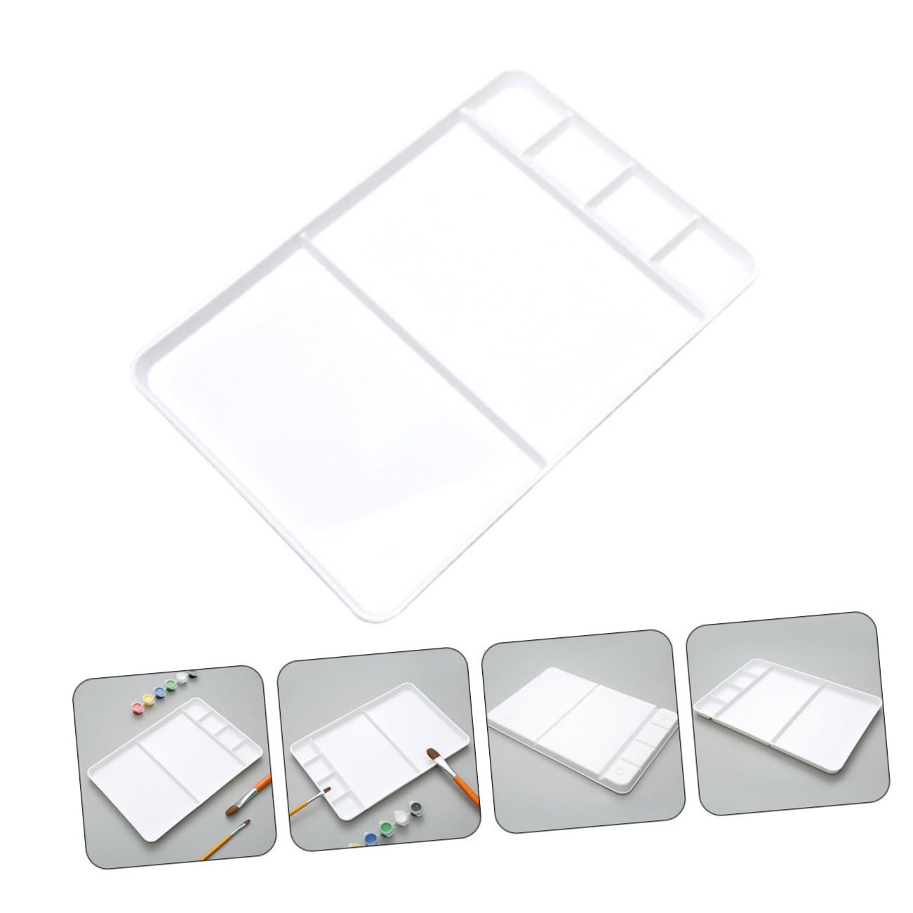 Palette de Peinture Carrée à Compartiments en Plastique PP Blanc
