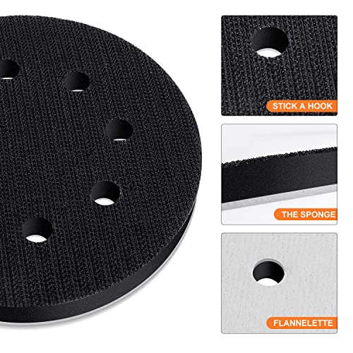 Image of POLIWELL 5-Inch 8 Holes Interface Pad Hook and Loop 5 inch Soft Density Sponge Cushion Buffer Backing Pad (Pack of 5)