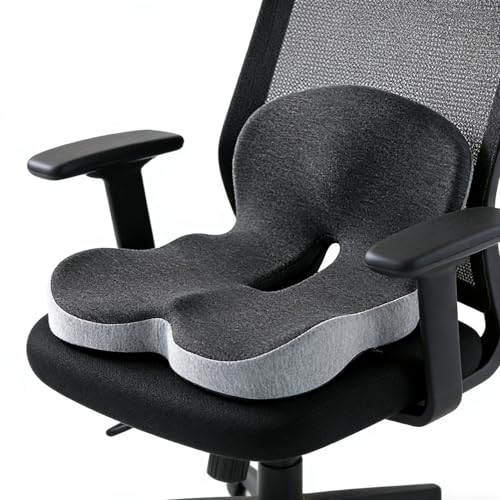 Aissiora クッション 改善 一体型 チェアクッション グッズ 椅子 蒸れない 骨盤サポートチェア 通気性 姿勢サポートチェア カバー洗える  低反発 座布団 運転 オフィス 車中 自宅 プレゼント用 (ブラック)