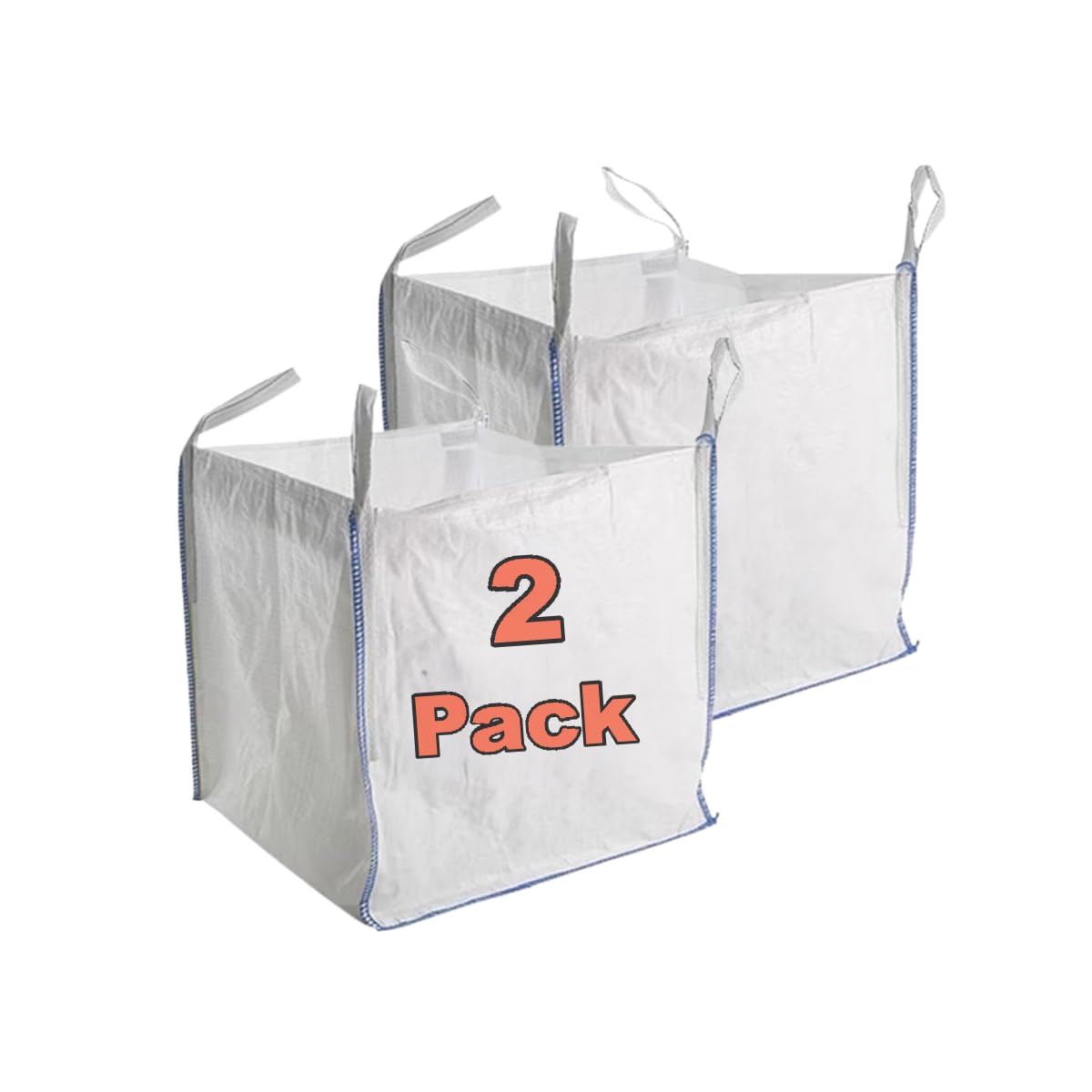 Jms Bridge White Garden Waste Bags Heavy Duty Jumbo Storage Dumpy Sack (Pack Of 2) For Rubbish 1 Tonne Bulk Skip Bag One Ton Fibc Woven Builders Industrial Waste, Storage, Log, Gravel, Extra Large (2Xotb)
