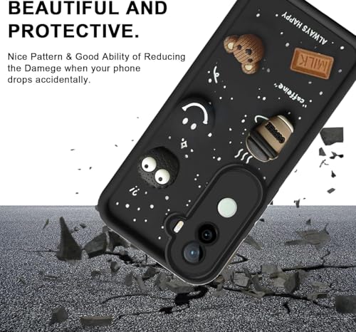 Image of GoldKart Back Case Cover Compatible for iVivo V40E 5G / iQOO Z9S 5G | Cute Fun Cartoon 3D Ball Coffee Silicone Case | Full Body Protection Back Cover for iVivo V40E 5G / iQOO Z9S 5G - Black