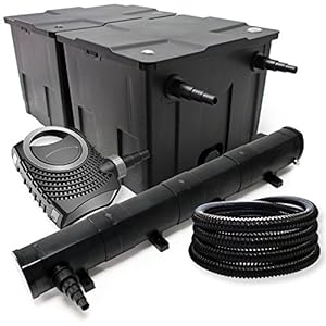 Filterset van biologische vijverfilter 6000 l, 72 W UVC vijverzuiveraar, vijverpomp en 25 m slang