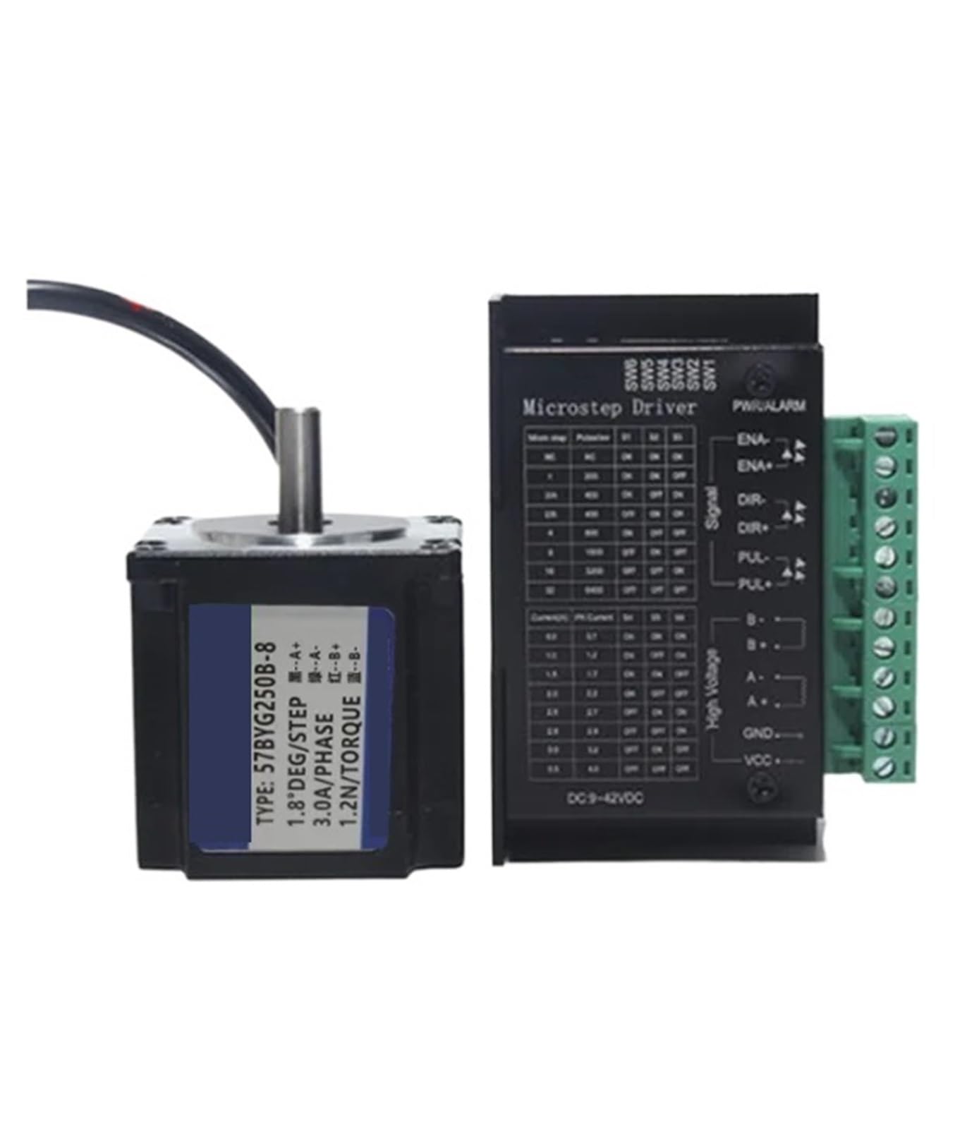 moteur pas à pas Moteur pas à pas bipolaire Pas à pas Nema 23 57BYG250B, avec carte commande USB, 1,2 nm, pour routeur CNC, Machines textiles(With TB6600 Drive,6.35mm)