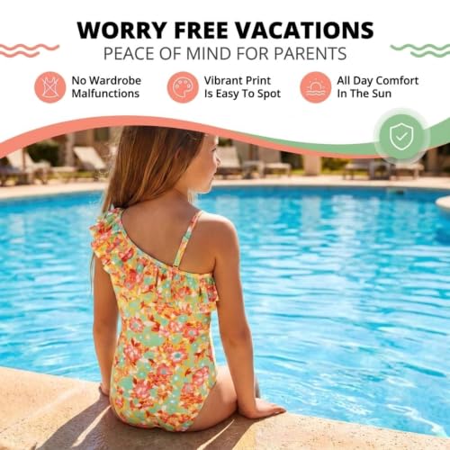 Image of Kanu Surf Girls Morgan Floral Ruffle 1-Shoulder 1-piece Swimsuit