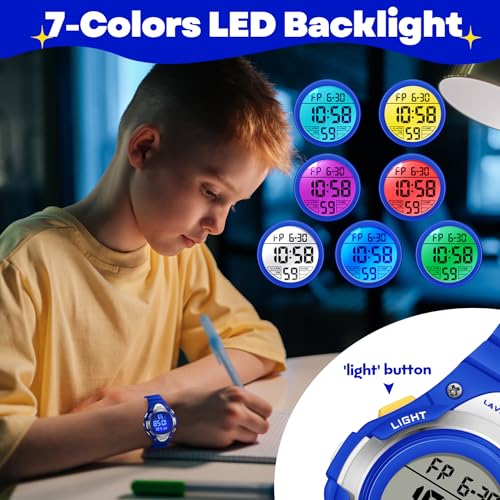 Kids Digital Watch Boys Girls Ages 3-15 Watches 7 Color Lights 5ATM Waterproof Kids Watch Boys Girls Stopwatch Alarm Sport Outdoor2