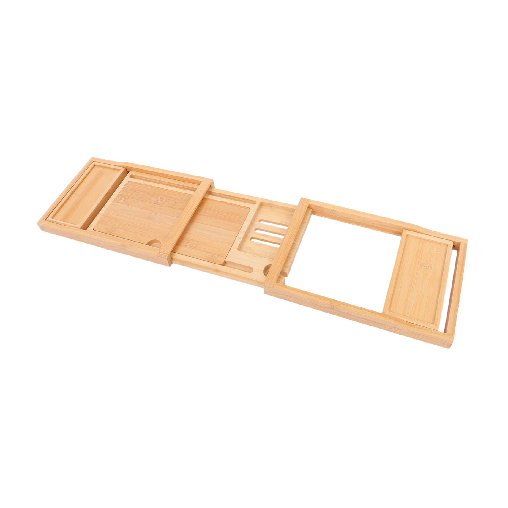 iplusmile Bandeja De Bambú Ajustable Multifuncional para Bañera con Soporte para Teléfono Organizador De Baño