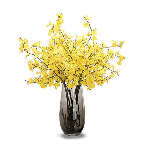 GUHPZA Konstgjorda Blommor Till Dekoration Konstgjord Orkidé Med Glasvas Fake Siden Dansande Dam Orkidé För Festpresent Vit/Gula Konstgjorda Blommor Konstgjorda Blommor Arra