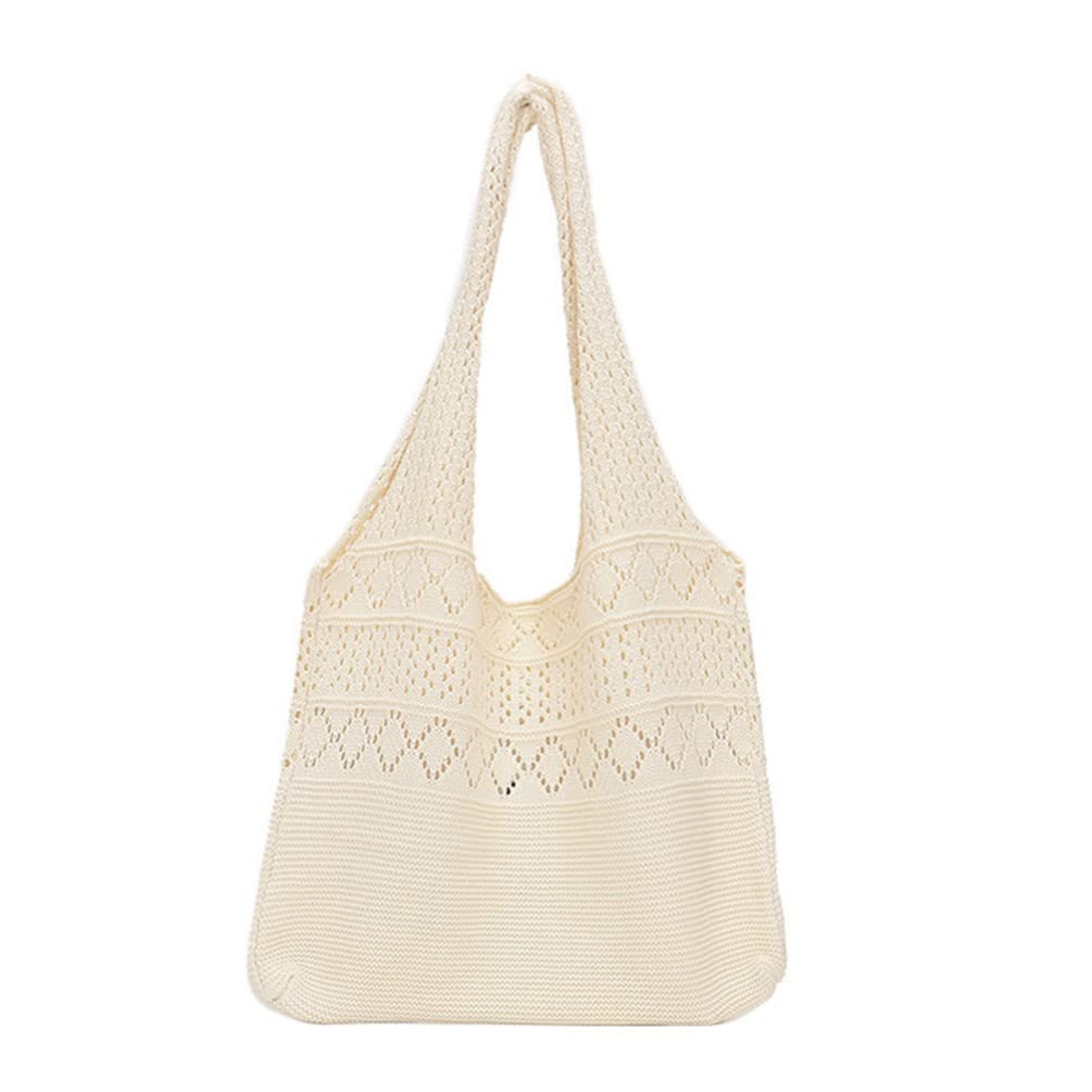 Kichvoe Crochet Shopping Bag Mesh Beach Bag Fairycore Hobo Bag Knitted Shoulder Bag