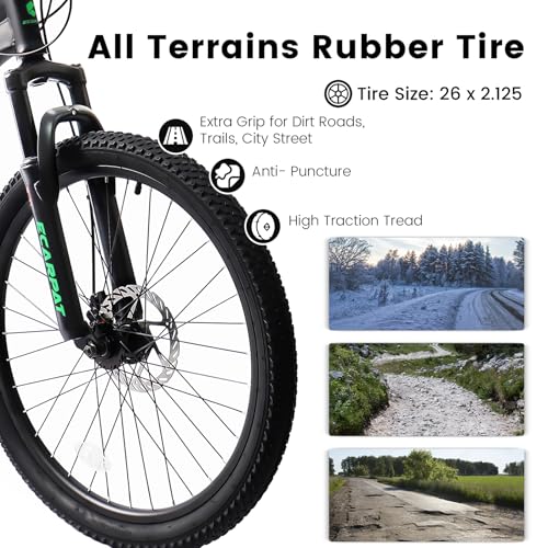 Image of Mountain Bike 24 /26 /27.5 Inch,Front /Full Dual Suspension, 21-Speed Disc /V-Brake,Carbon Steel /Aluminum Adult Sport Bicycle for Mens Womens Trail Commuter City Snow