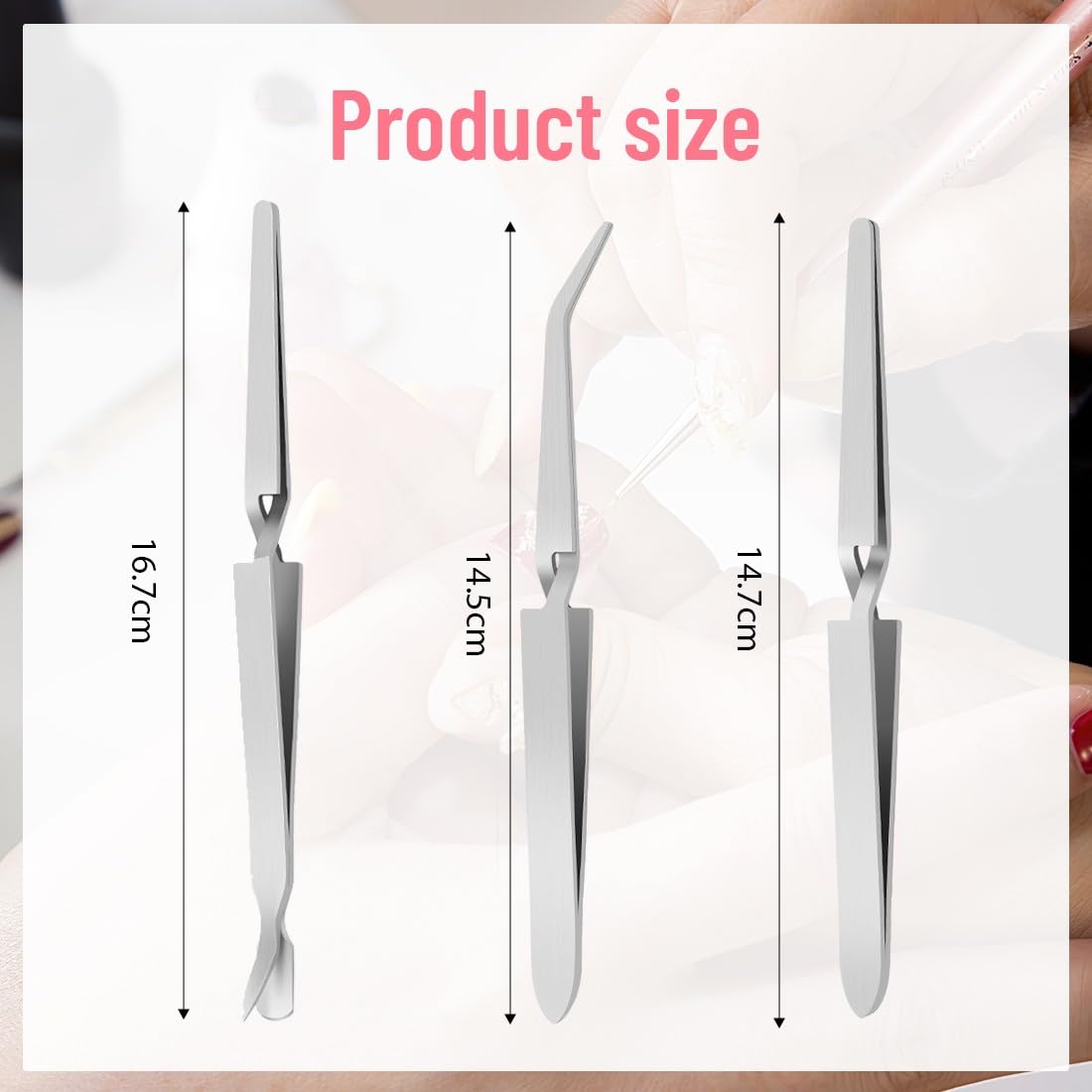 Pinze per Pinzette,3 Pezzi Inzette per Unghie,Pinzette per Ciglia,Pinzettes per Lavori Artigianali,per Gioielli, Nail Art, Elettronica, Riparazioni, Laboratorio