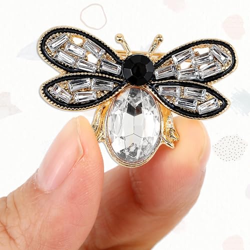 Image of Bee Brooch Pin, Honey Bee Rhinestone Pins Vintage Crystal Insect Themed Lapel Pins Stylish Accessories for Women Men Party Dating Daily