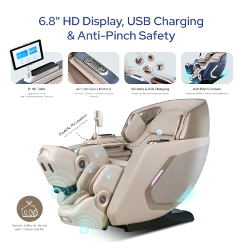 Image of ROTAI R-NEXA 4D Robotic Massage Chair with Rovo Walking Technology | Dual-Core Synergy System | Bi-Stretch Deep Stretching | 38-Airbag Full Body Air Compression Massage Chair (Beige)