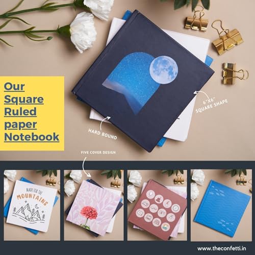 Image of The Confetti Square Notebook | 6 inch x 6 inch (15 x 15 cm) | Compact Diary with 80 GSM | Acid-Free Paper | Premium Quality Journal for Daily Planning, Task Management, Note-Taking & Creative Journaling, Durable & Stylish Design (Into The Ocean)