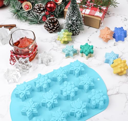 Webake WA24039 Snowflake Ice Cube Mold With 3 Different Shapes, 12-Cavity Christmas Snowflake Silicone Molds thumb #6