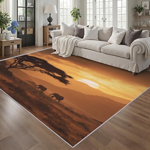 Générique Paillasson Interieur Entree Éléphant Sauvage 50x80 cm, Tapis Éléphant Afrique Antidérapant Lavable Poil Ras, Moquette Chambre Cuisine, Décoration...
