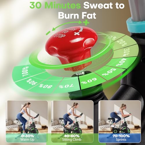 Exercise Bike, Riksion Indoor Cycling Bike/Stationary Bike for Home, Indoor Bike with Silent Belt Drive, Heavy Flywheel and Fully Adjustments for Home Gym Cardio Workout Training - Image 3