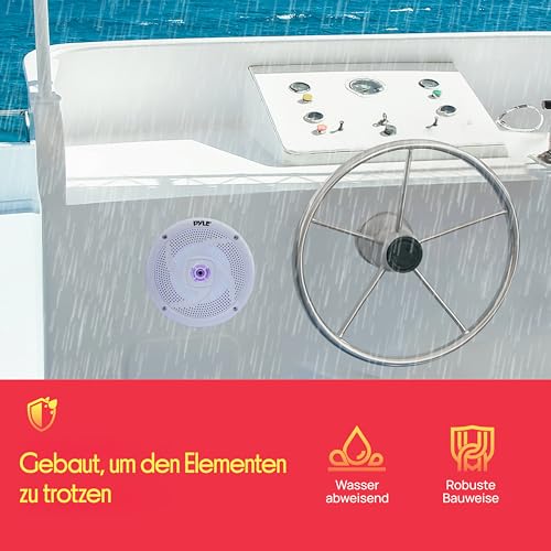 Pyle Outdoor Lautsprecher, Aussenlautsprecher Wasserfest, 100W- Marine Lautsprecher, Einbaulautsprecher- für Sommerfahrten mit Offroader, Boot, UTV, ATV, RV Auto & Golf Cart, Outdoor Speaker- Flach