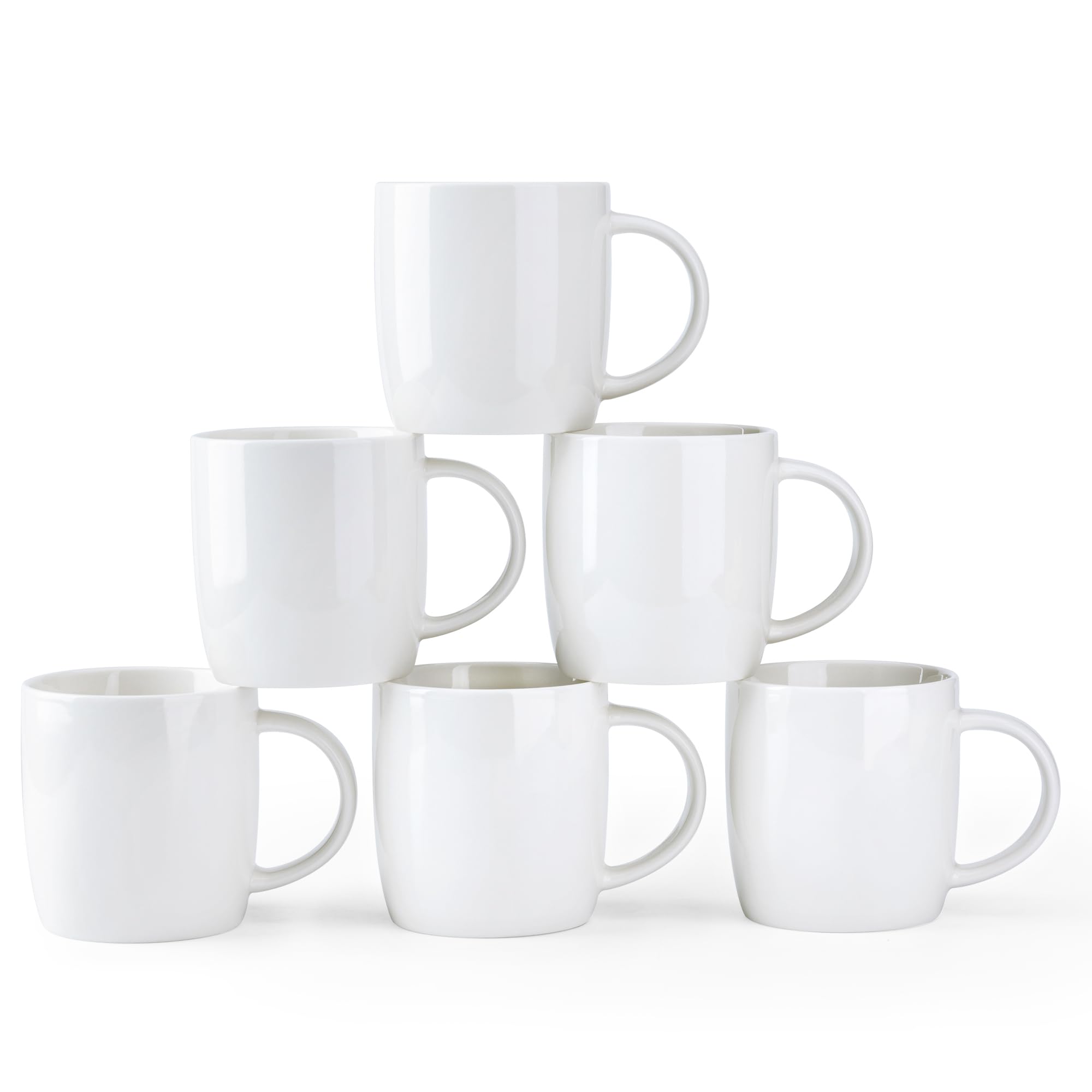 GBHOME 12 OZ Off White Coffee Mugs Set, Porcelain Coffee Mugs Set of 6 with Large Handle for Man, Woman, Light Weight Coffee Cups for Latte/Cappuccino/Cocoa/Milk, Dishwasher & Microwave Safe