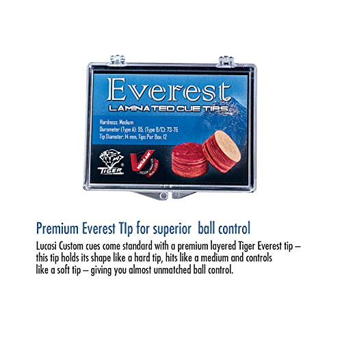 Lucasi Custom Rengas and Curly Maple Pool Cue with Bocote Banded Rings, 20-Ounce