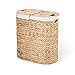 Seville Classics Water-Hyacinth Lidded Oval Double Laundry Hamper, Hand-Woven