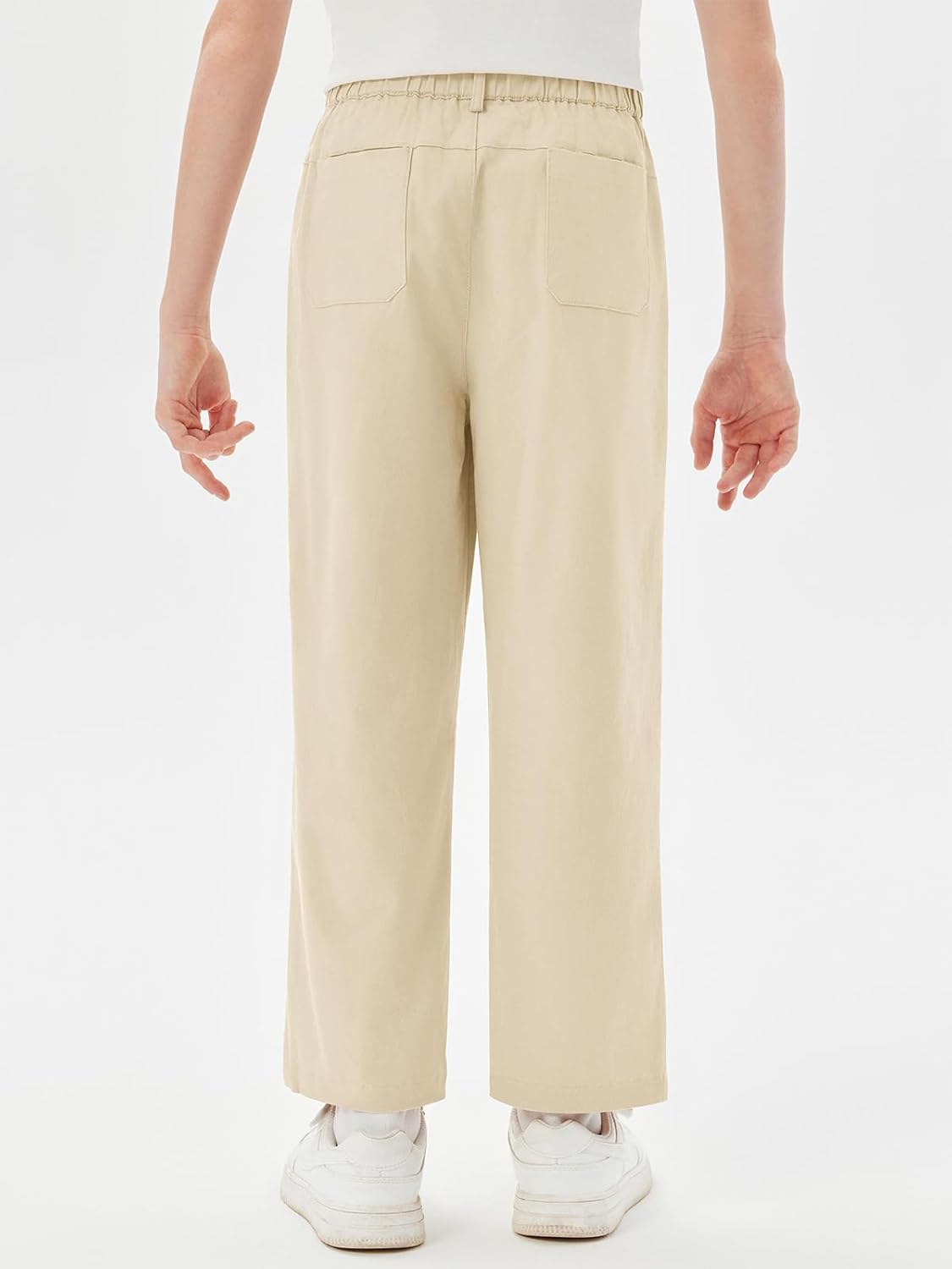 Haloumoning Boys Elastic Waist Pants Kids Uniform School Cotton Twill Trousers with Pockets 5-14 Years - Image 5