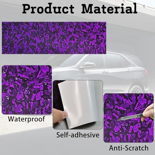 Image of QianBao Compatible with Purple Forged Carbon Fiber Vinyl Wrap 11.8 inch x 4 inch Chevy Bowtie Emblem Wrap Kit with Spatula and Cutter 3 Pcs Universal Logo Overlay