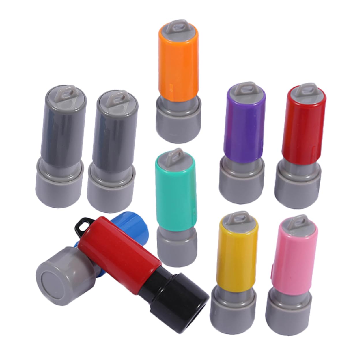 HOMSFOU 5 Sätze Gehäuse Versiegeln Mini-runddichtungen Tinte Einfärben Vergnügen Unterlage Groß Fall Farbtöne Werkzeug Siegelgehäuse Mit Stempelkissen Stempel Zubehör Plastik 10 Stück * 5