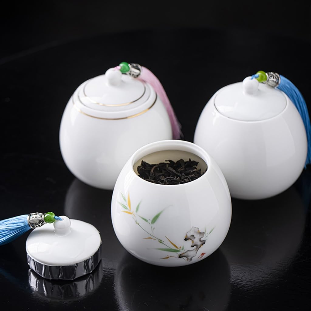 CMBSSTFC Pojemnik na herbatę Chińska biała porcelanowa puszka na herbatę Pusty słoik, ceramiczny słoik do przechowywania herbaty, malowany słoik do przechowywania herbaty Puszka na herbatę (C)