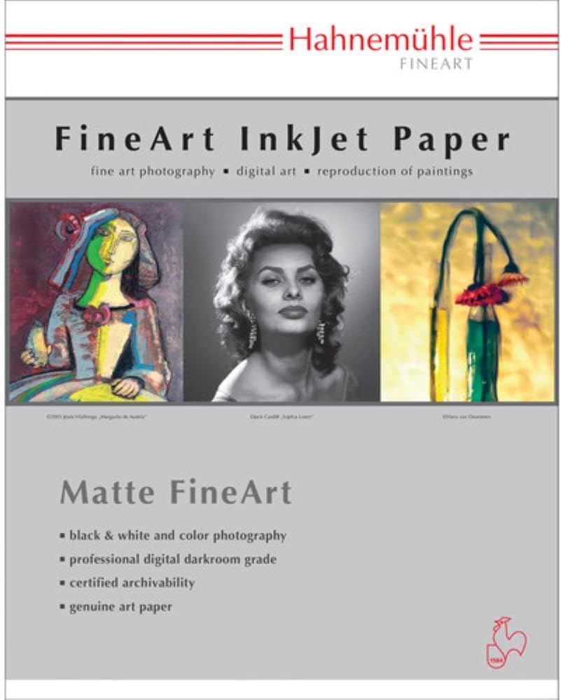 Hahnemuhle William Turner, 100% Rag, Natural White Matte Inkjet Paper, 16 mil., 190 g/mA, 17x22, 20 Sheets