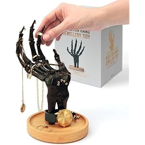 Suck UK Skeleton Ring Holder Gothic Jewellery Organiser Gothic Jewellery Box Halloween Stand Or Trinket Dish Goth Home Decor Goth Decor Gifts For Women Black