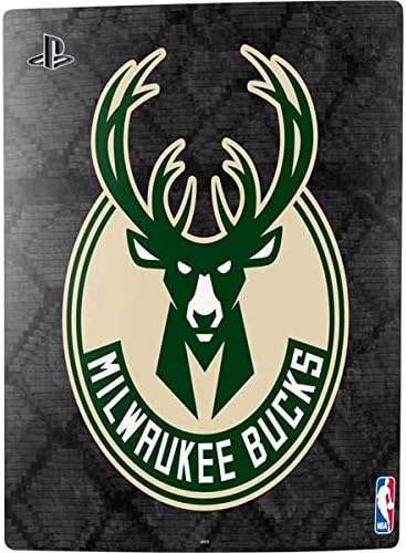 Vista 2 de Skinit Decal Gaming Skin Compatible with PS5 Console - Officially Licensed NBA Milwaukee Bucks Rusted Dark Design