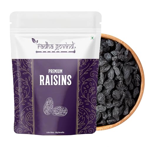 Image of Radha Govind Black Raisins Seedless | Dried Kishmish Without Seeds | Dry Grapes | Kali Darakh 200 Gram