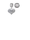 Twins Heart with Two Pair of Baby Feet Family Charm Bead with You are More Loved Bead &lpar;Set of 2&rpar;