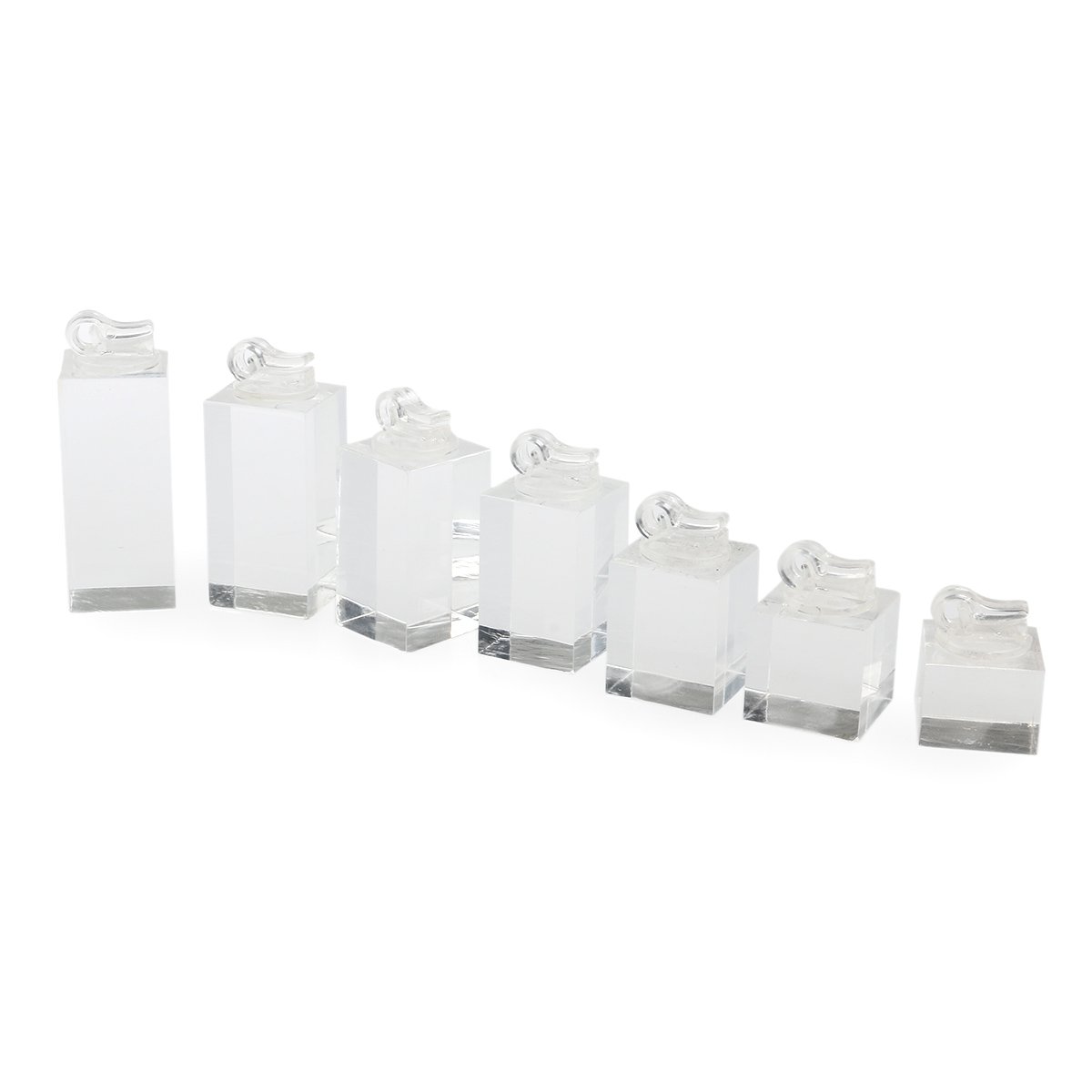 ROSENICE 7pcs Acrylic Cube Display Stand Holder for Jewelry Ring Earrings Riser Clear