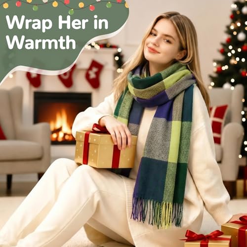 Image of Loritta Winter Scarf for Women, Long Plaid Shawl Wraps Scarves Gifts