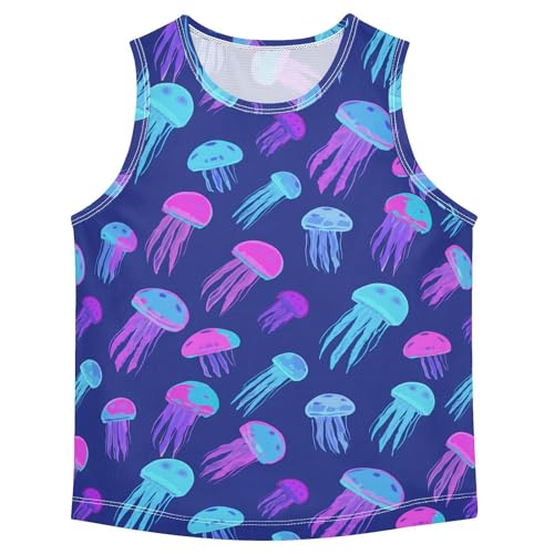 J JOYSAY Glowing Jellyfish Swarm Navy Boys Tank Top Sleeveless Muscle Shirts Quick Dry Kids T-Shirts 3-15T