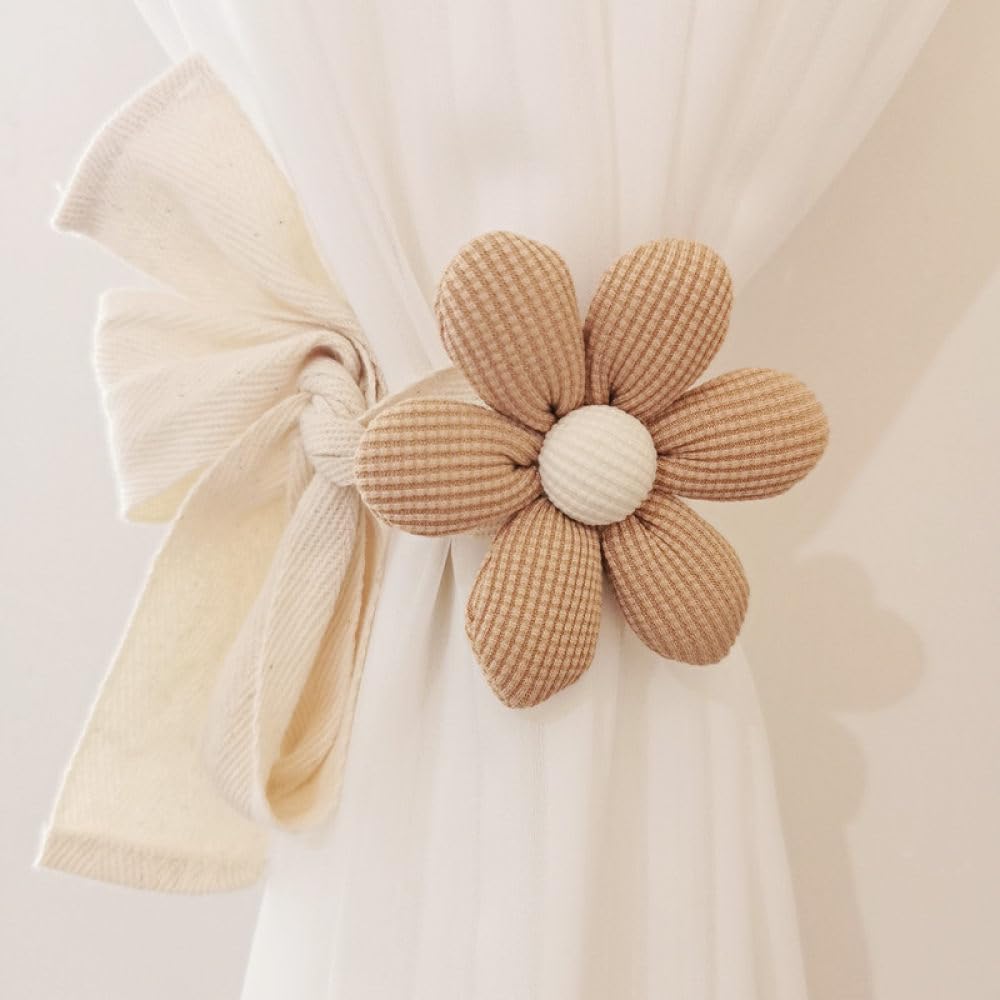 Alzapaños de cortina con flores OUdini accesorios decorativos marrones para habitación de niña