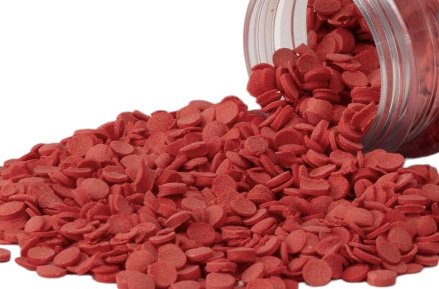 Miniatura 5 de Lentejuelas rojas comestibles  Acentos de confitería, sin gluten, sin huevo, sin nueces, Kosher, mezcla de chispas elegantes, para hornear,