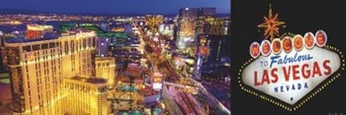 Buyartforless Póster fotográfico de Las Vegas con vista aérea y letrero de 36 x 12 pulgadas Buyartforless Póster fotográfico de Las Vegas con vista aérea y letrero de 36 x 12 pulgadas
