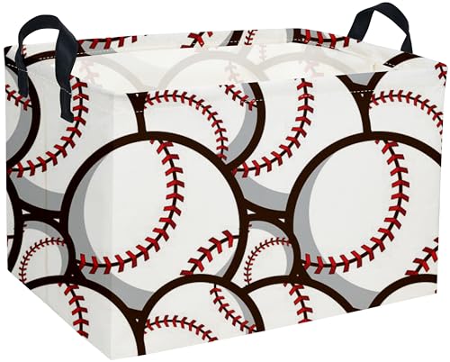 Image of Essme Rectangular Baseball Basket, Kids Baskets,Boys Storage Bins, Kids Basket with Handles for Room Decor, Shelf Bin.( Baseball Basket)