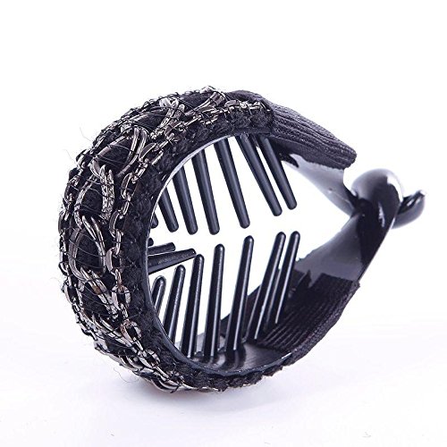 Fashion Luxury Cute Women Gold Chain Hair Clip Hair Barrette Ponytail Holder New Black