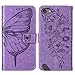 Asdsinfor iPod Touch 7/ iPod Touch 6/iPod Touch 5 Wallet Case,with Credit Card Holder, for Women & Men,with Stand PU Leather Magnetic Closure Case for iPod Touch 7 Butterfly Light Purple YB