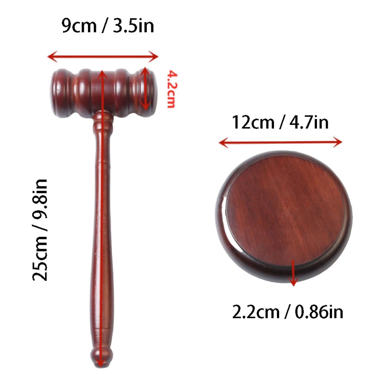 Bloque de sonido,Martillo de subasta,Martillo de abogado,Mazo de subasta de madera,Martillo de subasta de madera,perfecto para jueces, abogados, tribunales de subasta, empresas, estudiantes.