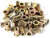 100-Piece 3/8-16 Carbon Steel Rivet Nuts Zinc-Plated Flat Head Nutserts Rivnuts