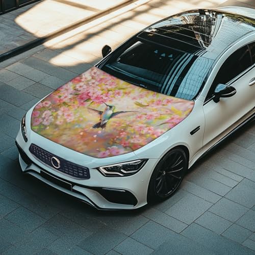 Image of Car Hood Cover,Hummingbird Design Soft Decoration Car Hood Cover Protector Suitable Most Automotive Sedans Trucks Pickup Sports Cars for Outdoor