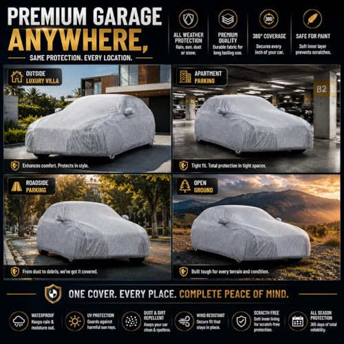 Image of Back-Boo Heavy Waterproof e Vitara Car Cover | Polyester Car Body Covers for Rain & Sun | UV Protection, Dustproof, Scratch Resistant, Windproof, Heat Resistant, Custom Fit - (Silver)