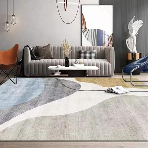 Tapis protection sol anti glisse gris bleu fini les glissades dans le salon