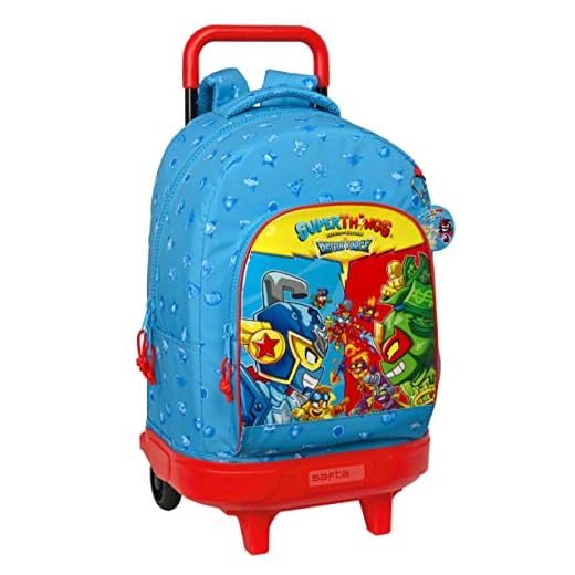 SUPERZINGS - Mochila Grande con Ruedas, Compacta, Extraíble, Ideal para Niños de Diferentes Edades, Cómoda y Versátil, Calidad y Resistencia, 33x22x45 cm, Color Azul