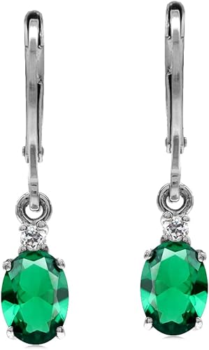 Miniatura 3 de Silvershake Pendientes de plata de ley 925 chapados en oro blanco